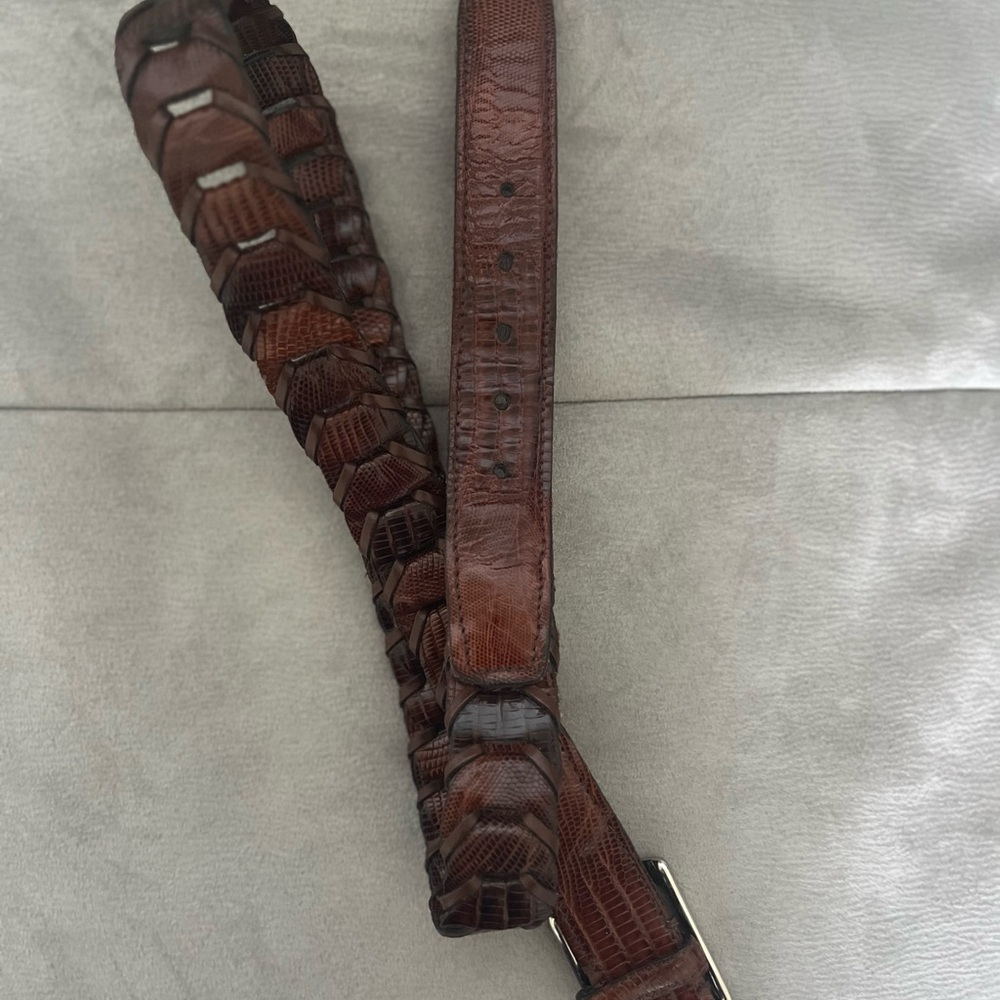 TORINO GENUINE LEATHER SZ 34 BRAIDED TWO TONE BROWN BELT USA MADE